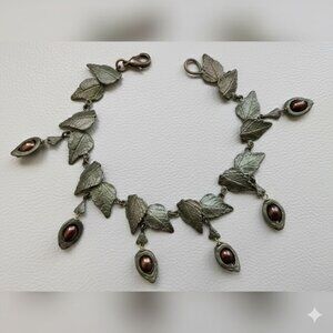 Mid-Century Genuine Brown Pearls on  Brass Bracelet